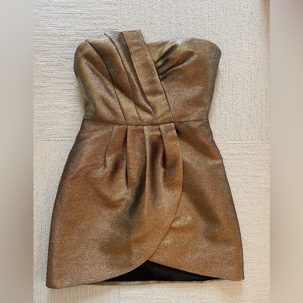 Ramy Brook Bronze Sparkly Strapless Mini Dress - Size 4